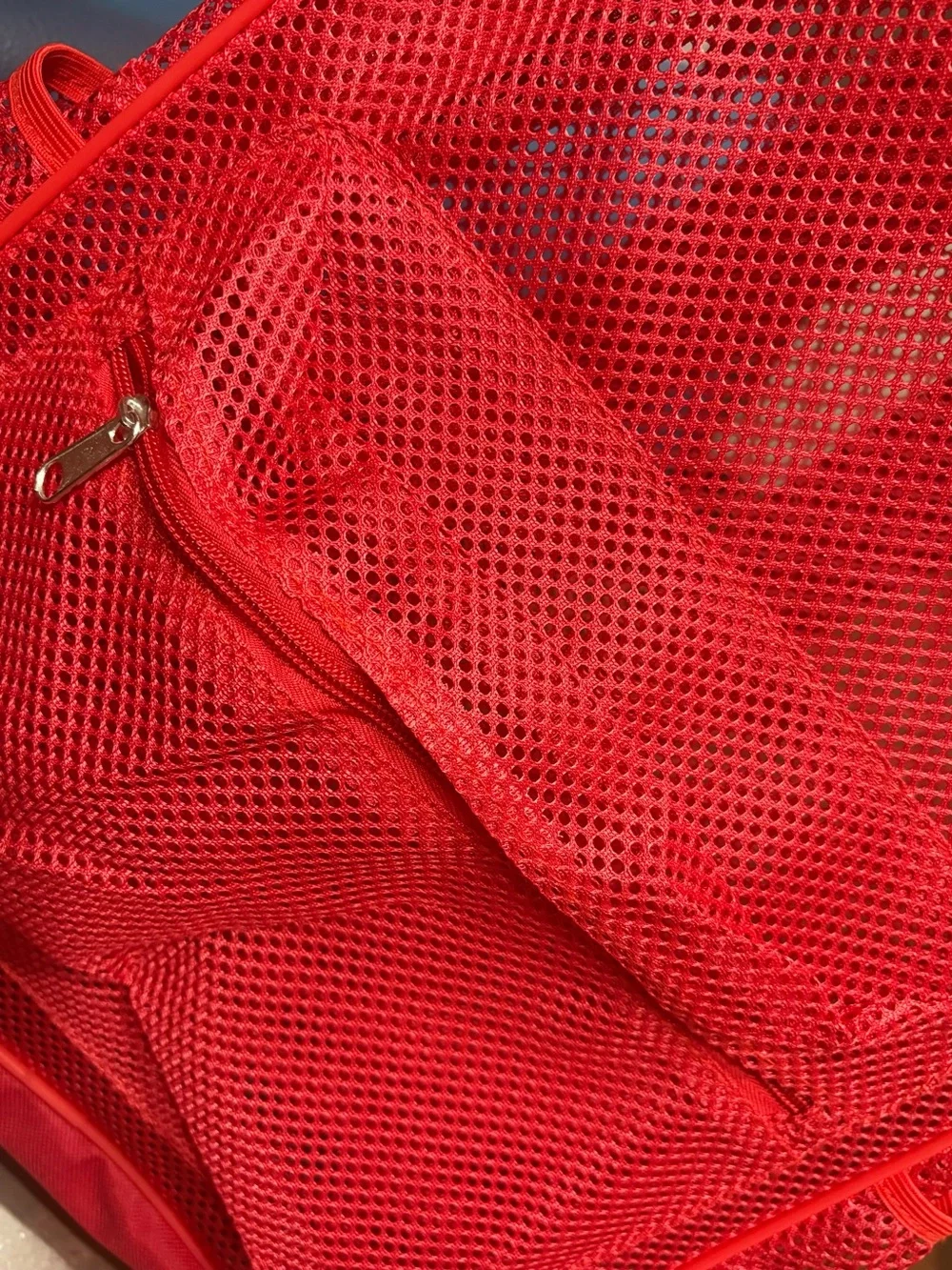 Red Mesh Backpack with Front Zip Pocket - Women’s Backpack